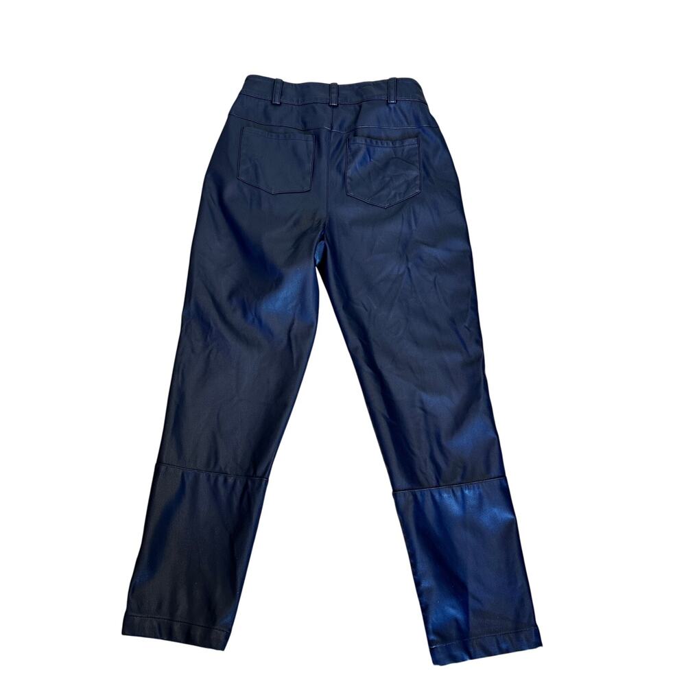 Ronny Kobo Blue Faux Leather Pants SIZE 4 Trouser Tapered Career Designer $305 - Picture 11 of 13